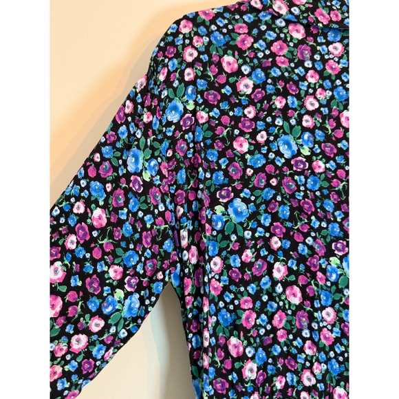 Zara floral print v-neck wrap effect mini dress in blue, pink,purple size S - Picture 7 of 9